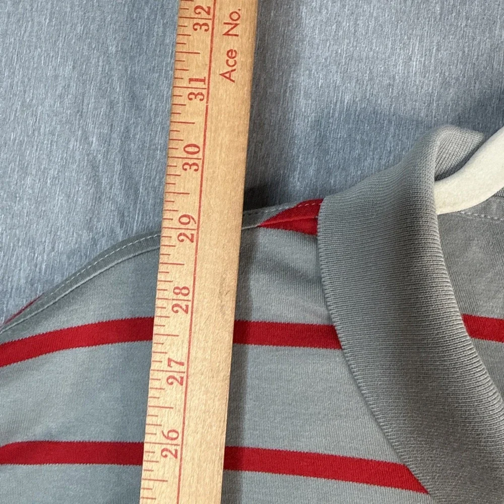 Ralph Lauren Polo Shirt Mens XL  Gray Red Striped Short Sleeve Casual Preppy